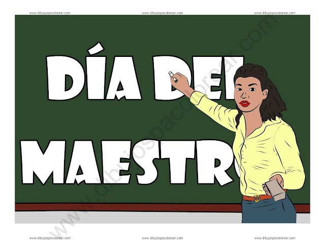 Día del Maestro dibujo a color y para colorear